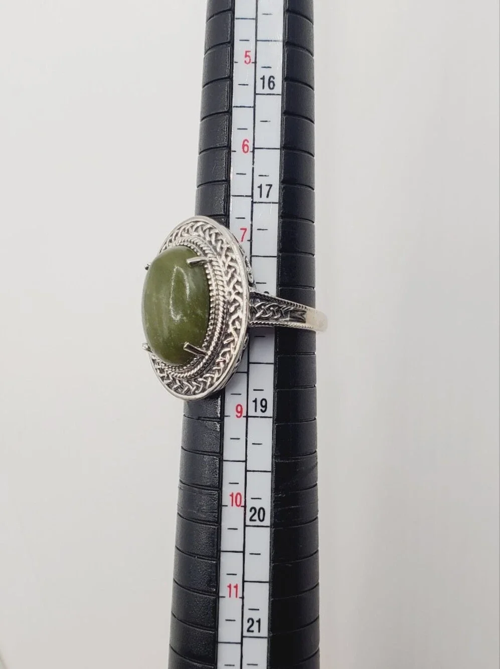 7 Carat Connemara Green Marble 925 Sterling Silver Statement Ring